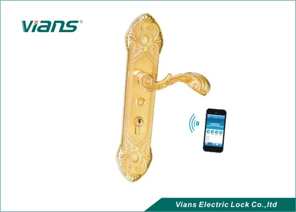 Golden Wireless Remote Handle Bluetooth Door Lock With Smartphone Controlled